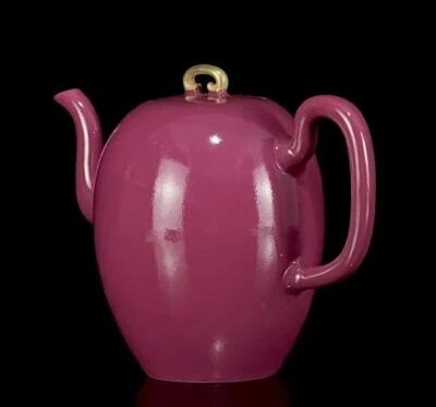 Qianlong Signed Old Chinese Carmine Glaze Teapot N1308