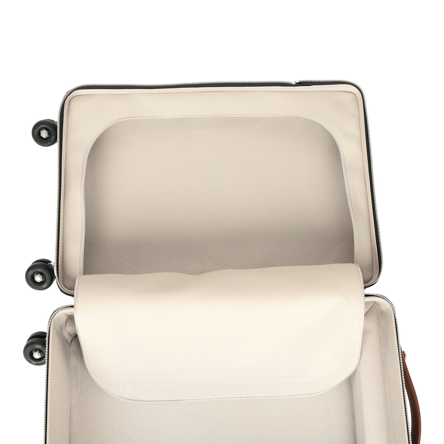 Hermes R.M.S. Cabine Rolling Suitcase Écru, Black Plume H Canvas, Fauve, Black Régate Palladium Hardware