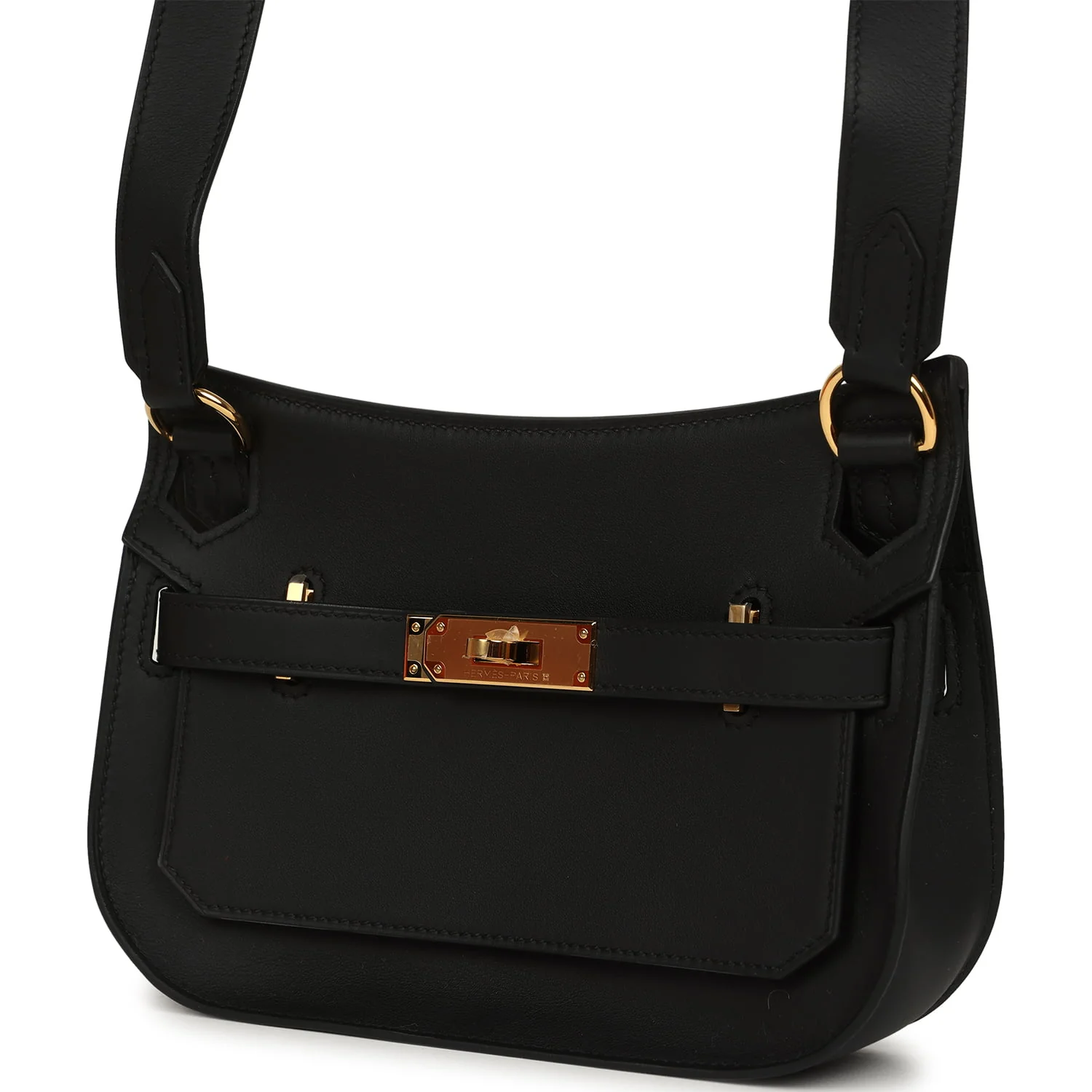 Hermes Mini Jypsiere Black Swift Gold Hardware