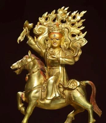 34CM Old Chinese Bronze Statue w/ Buddha N2853