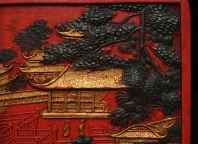 Qianlong Signed Old Chinese Red Ink Stick w/landscape