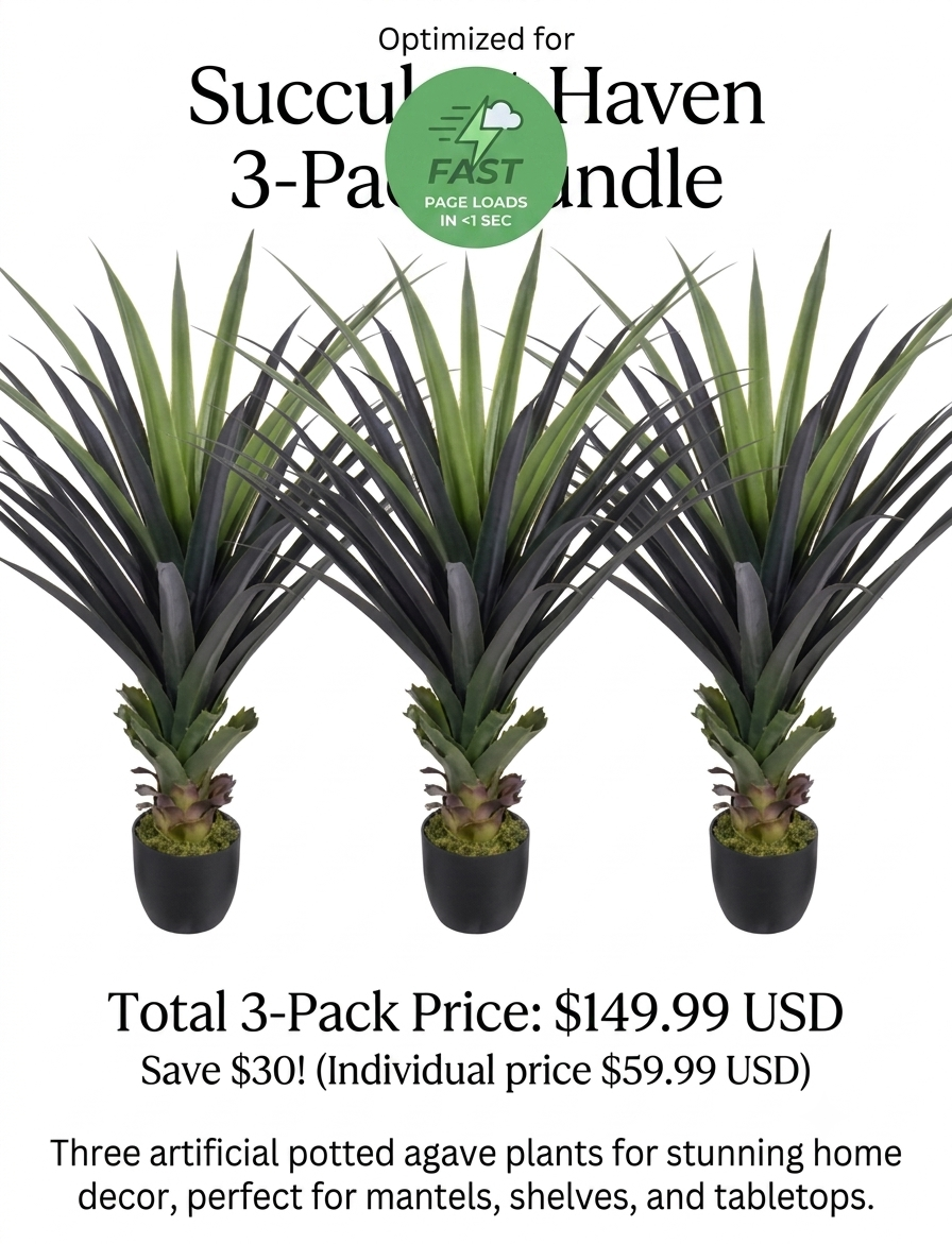 Artificial Spiked Agave Plant with Pot - 3-Pack Bundle (Save More!)