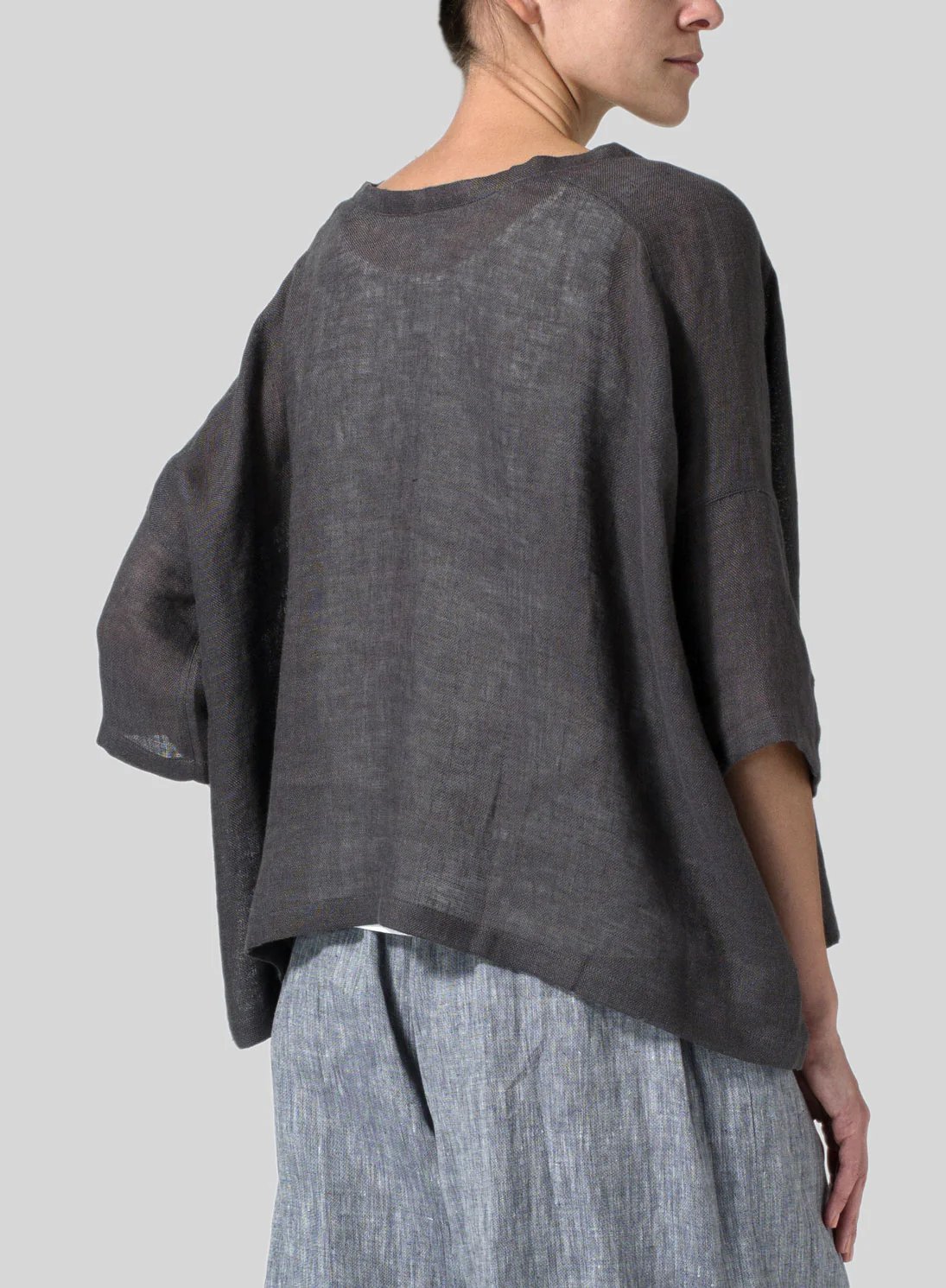 Cotton And Linen Deep V-Neck Top