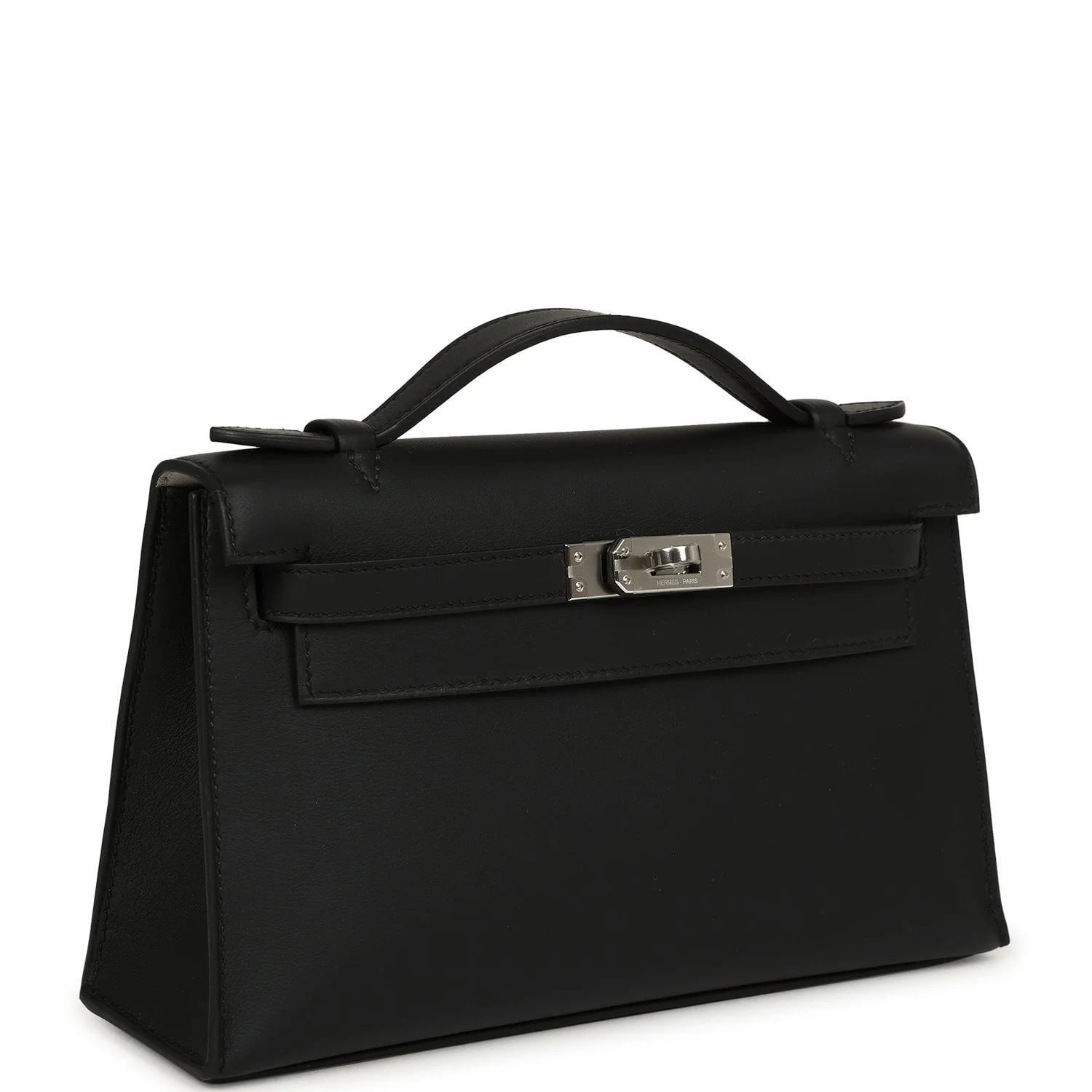 HERMÈS Special Order (HSS) Kelly Pochette Black Verso Swift Palladium Hardware