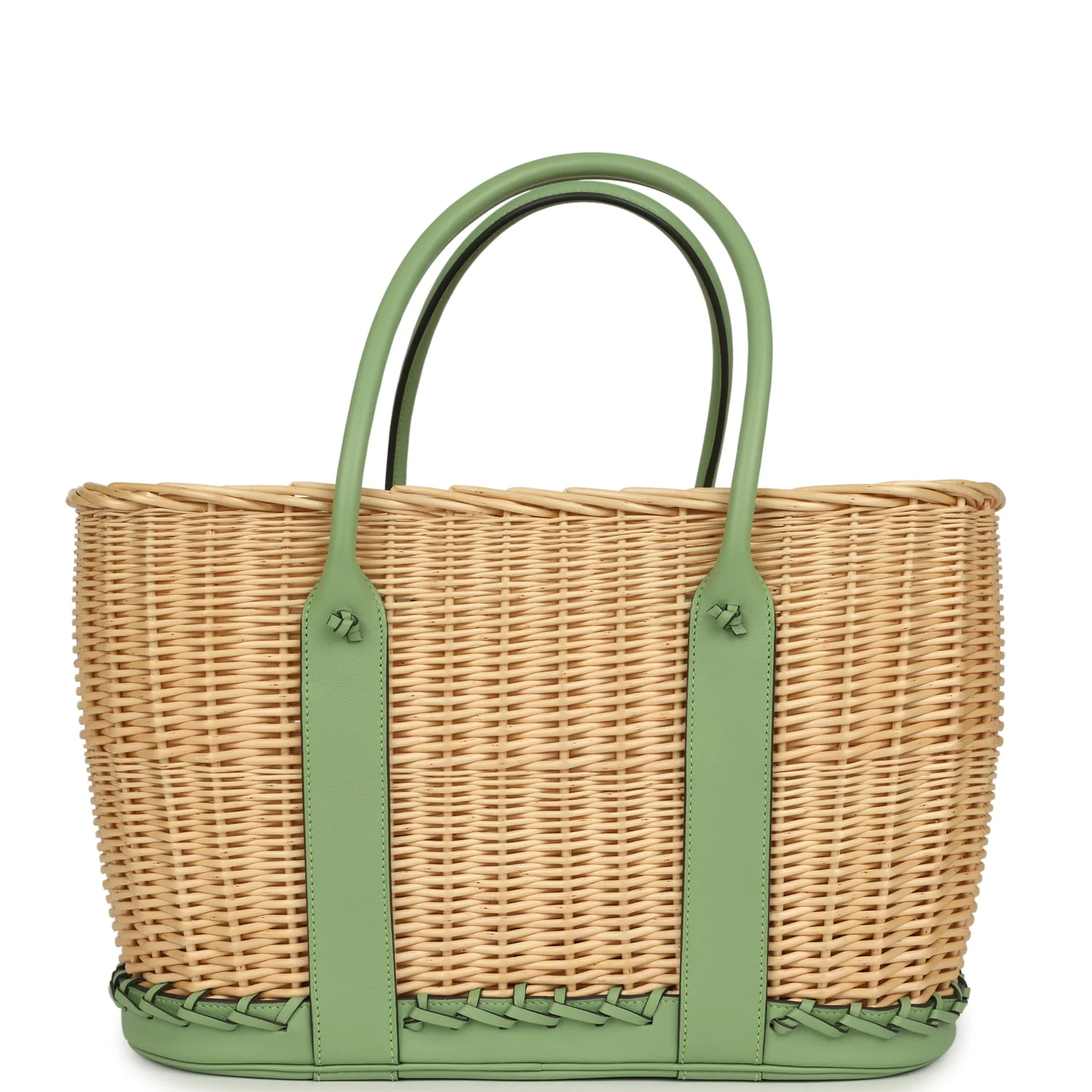 Hermes Picnic Garden Party 36 Vert Criquet Swift and Natural Osier Wicker