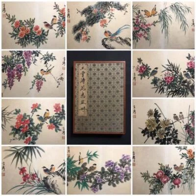 Wang Xuetao Signed Chinese Hand Painted Calligraphy Scroll w/flower N2695