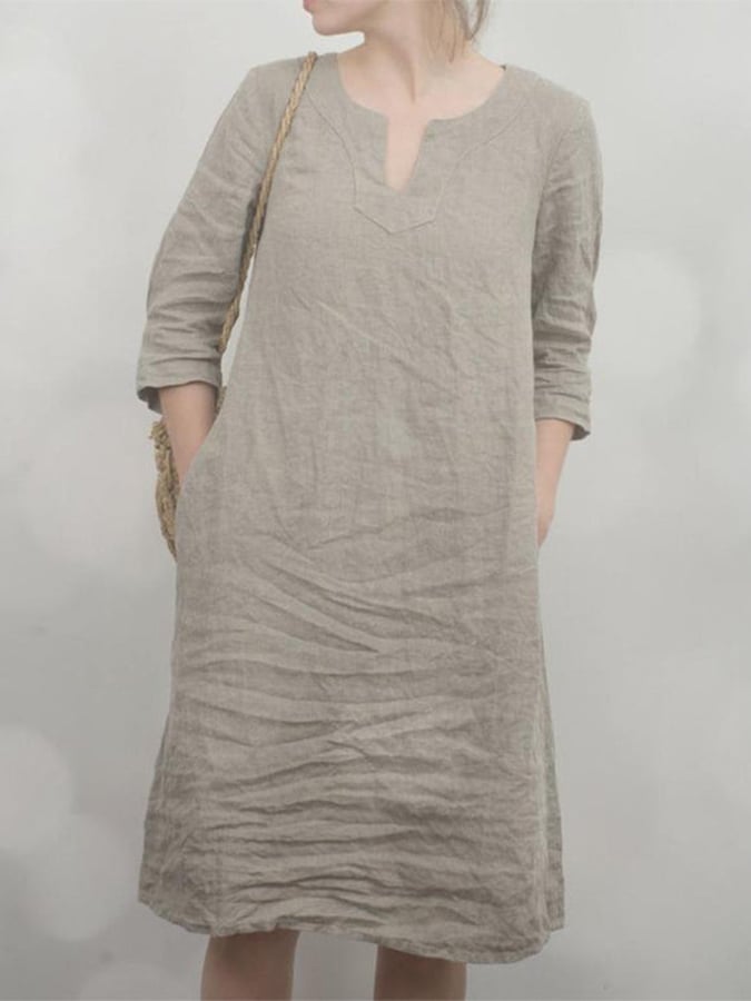 Women's Cotton Linen Comfortable Casual Dress