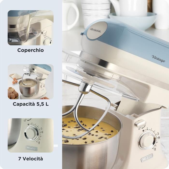 ARIETE - 1588 Vintage Impastatrice Planetaria 5,5L-celeste