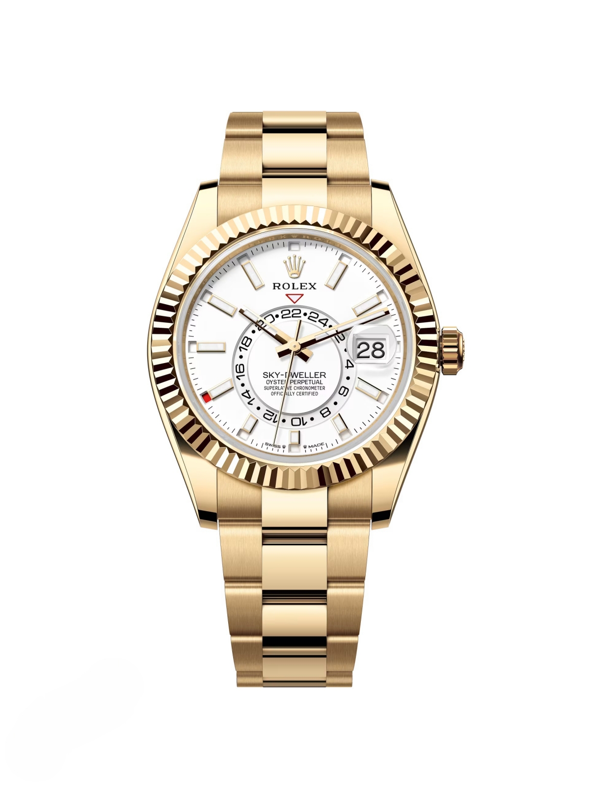 RLX  Sky-Dweller 42mm 336938-0003/0006 Yellow Gold White Dial Jubilee