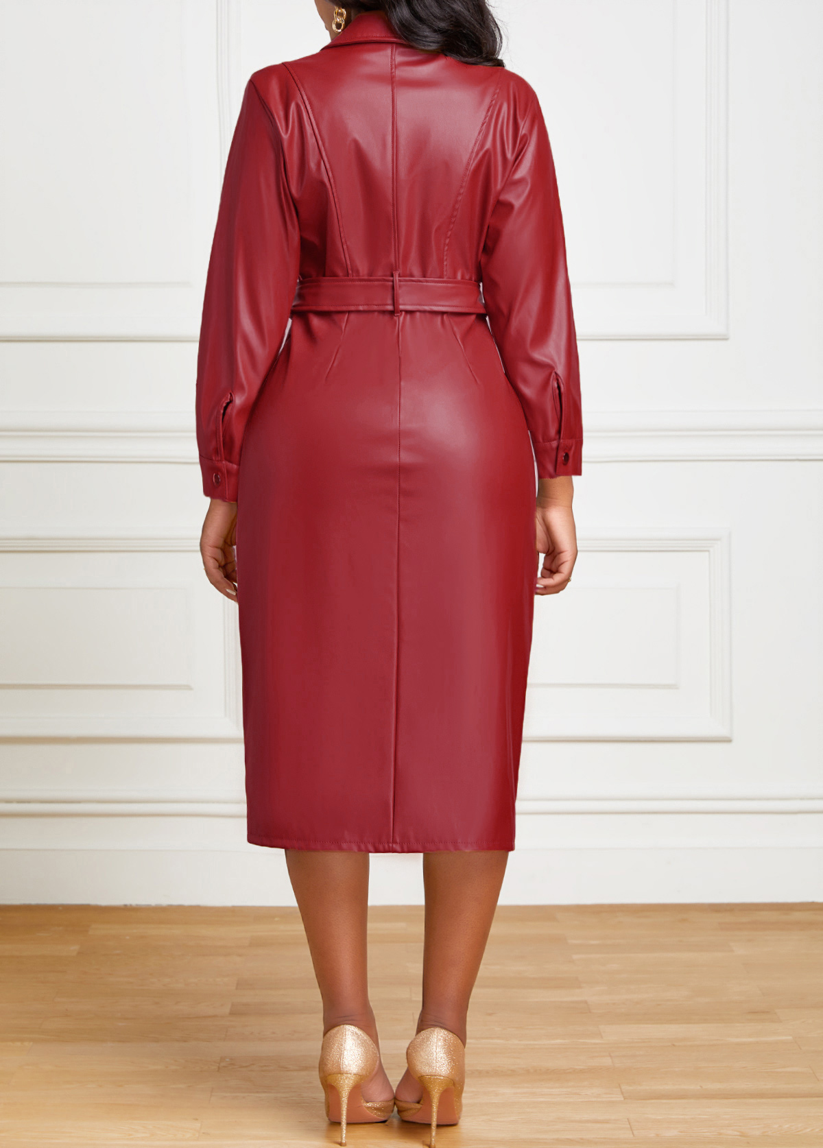 Belted Long Sleeve Bodycon Dress