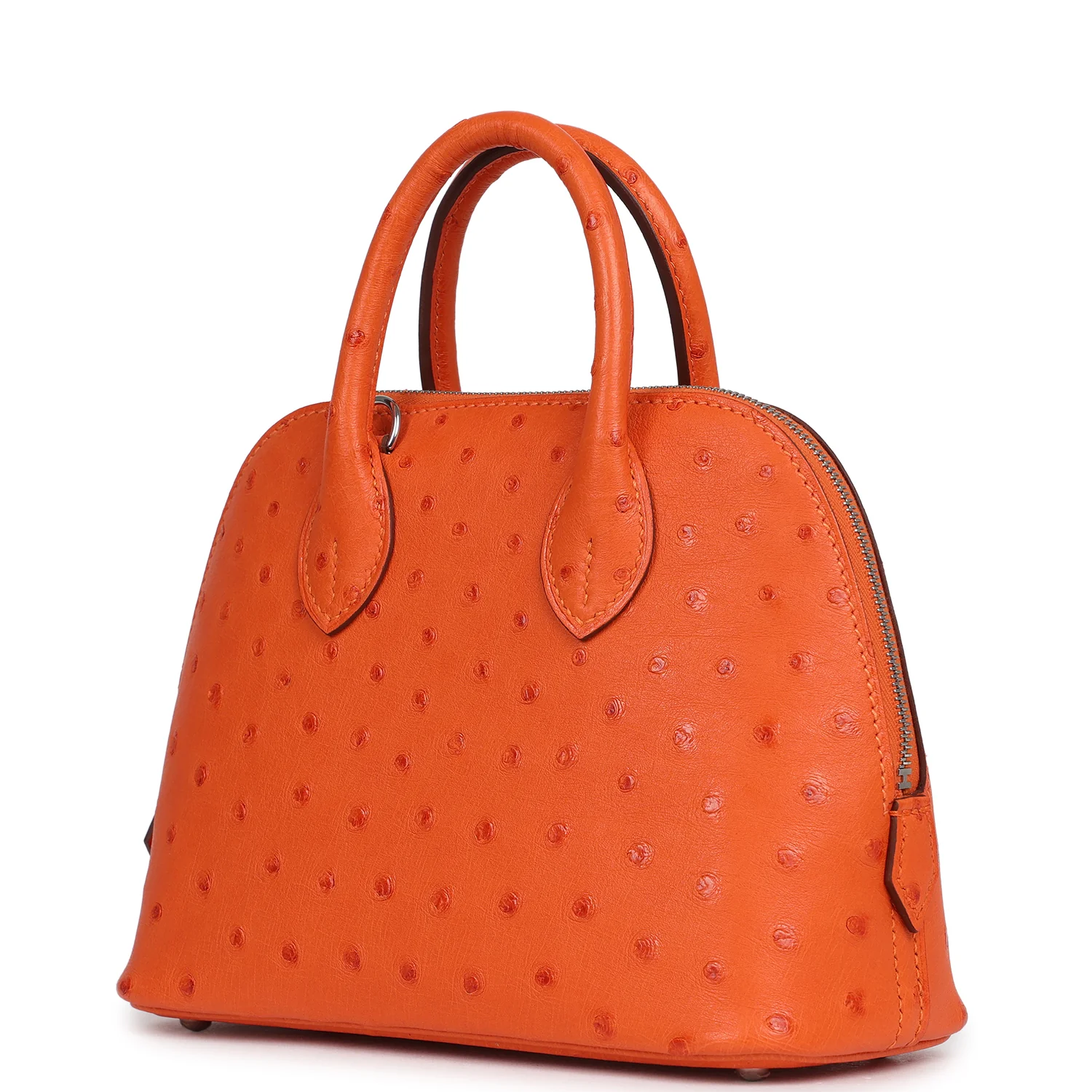 Hermes 1923 Bolide Mini Tangerine Ostrich Palladium Hardware