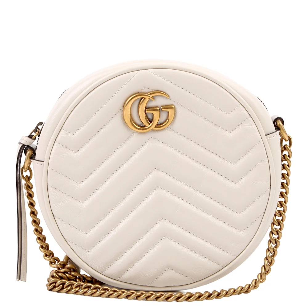GUCCI 550154 Marmont Mini Round White