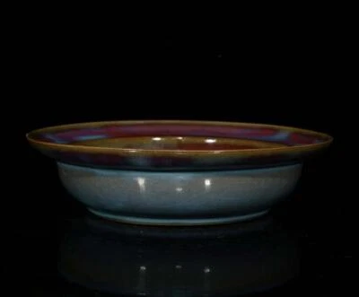 Xuanzheng Signed Old Chinese Jun Yao Jun Kiln Dish w/poem N2010