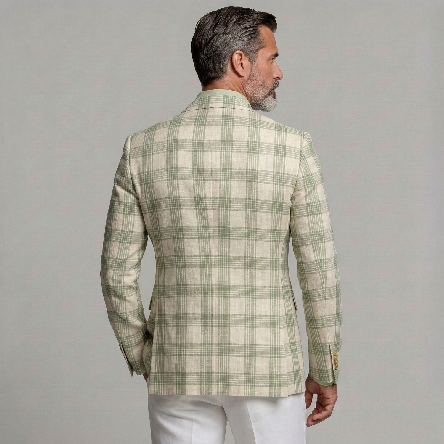 Men's Business Casual Plaid Shawl Collar Long Sleeve Blazer