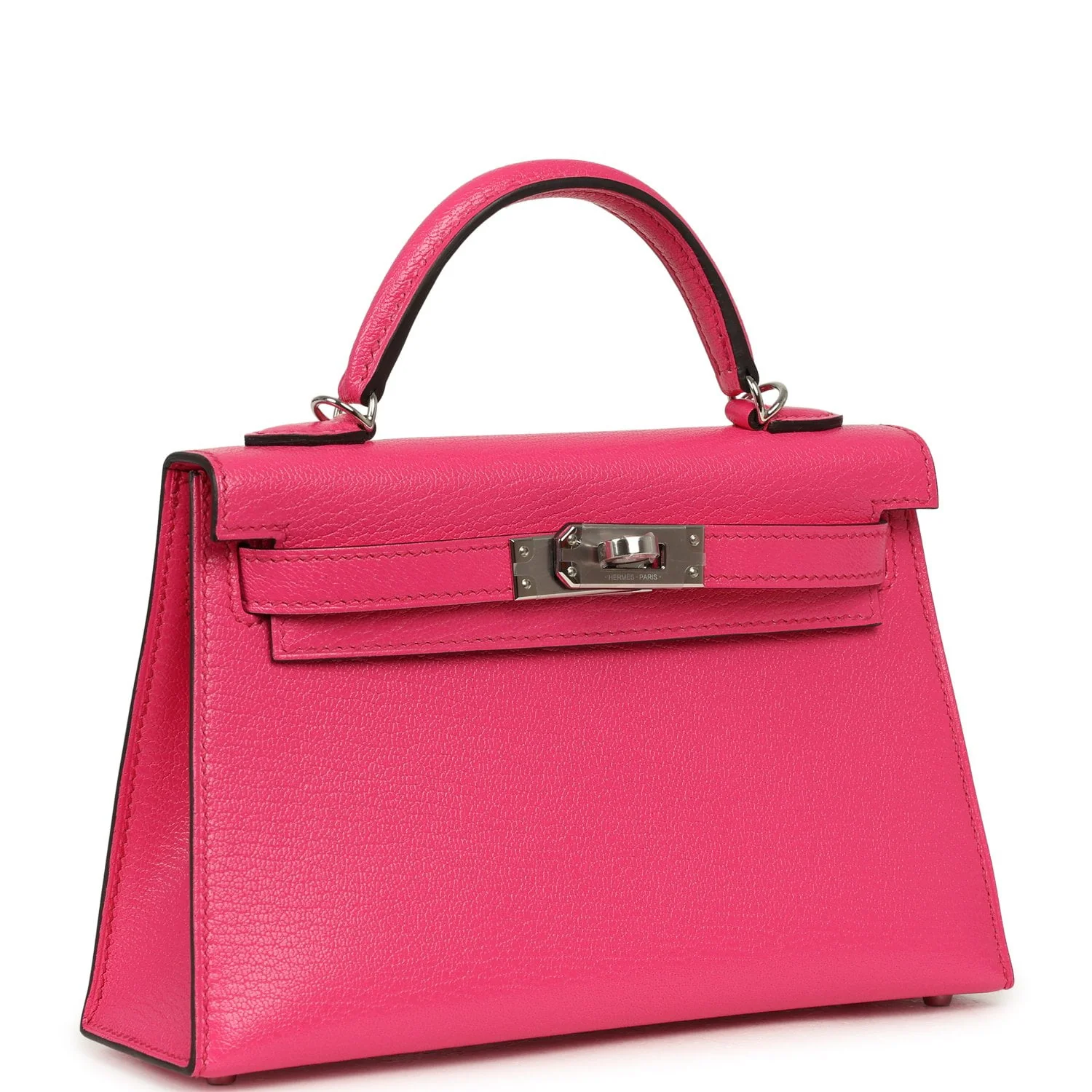 HERMÈS Kelly Sellier 20 Rose Pop Chevre Chamkilight Palladium Hardware