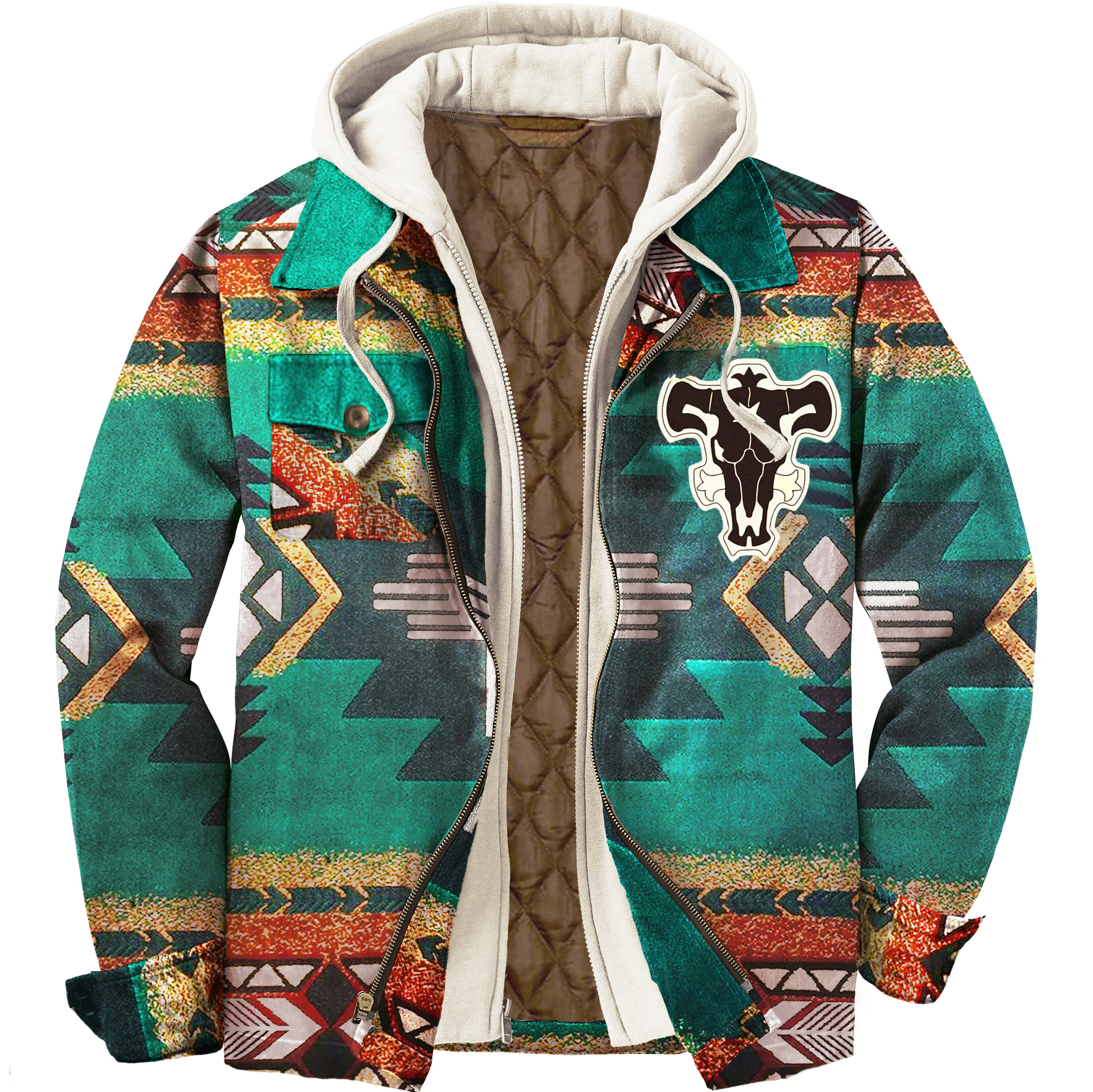 Men's Yellowstone Tribal Print Cowboy Hooded Jacket