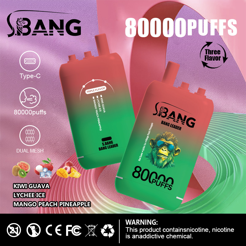 [Minimum order of two]Bang Leader 80K Puffs 3-in-1 Vape | 3 Adjustable Flavors,  Rechargeable
