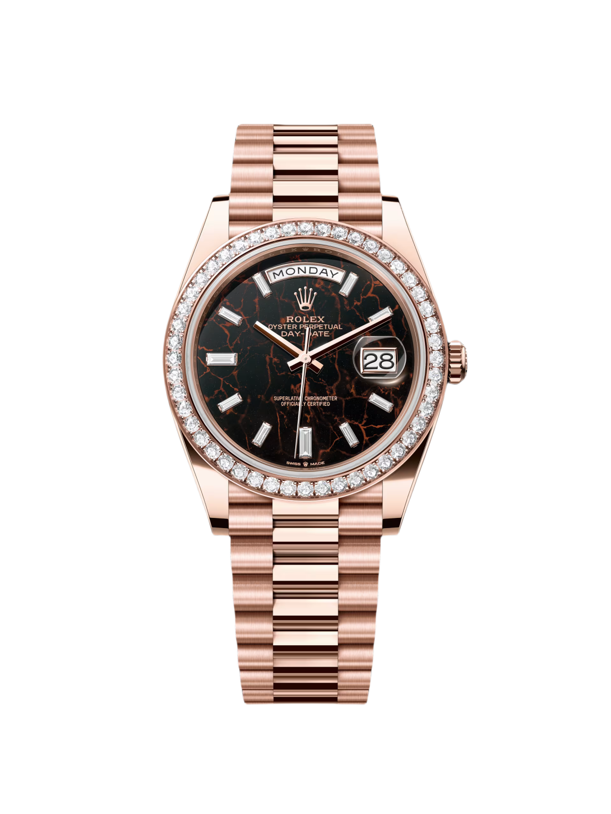 RLX  Day-Date 40mm Eisenkiesel / Diamonds Dial 228345rbr-0016
