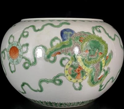 Kangxi Signed Old Chinese Doucai Brush Washer W/lion N709
