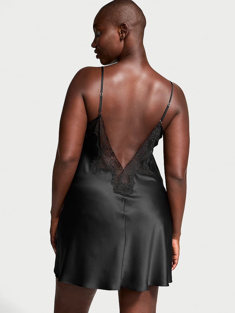 Victoria's Secret Satin & Rose Lace Mini Slip