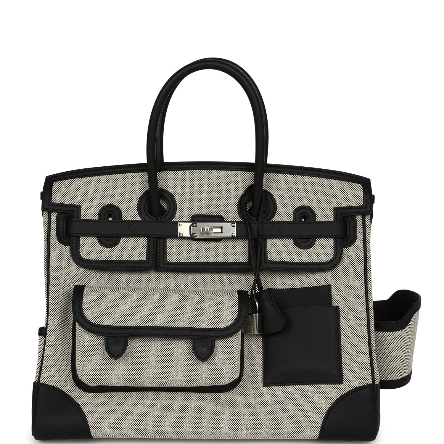 HERMÈS Birkin 35 Cargo Ecru-Black Swift And Toile H Canvas Palladium Hardware