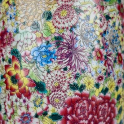 49CM Yongzheng Signed Old Chinese Famille Rose Vase w/flower N3922