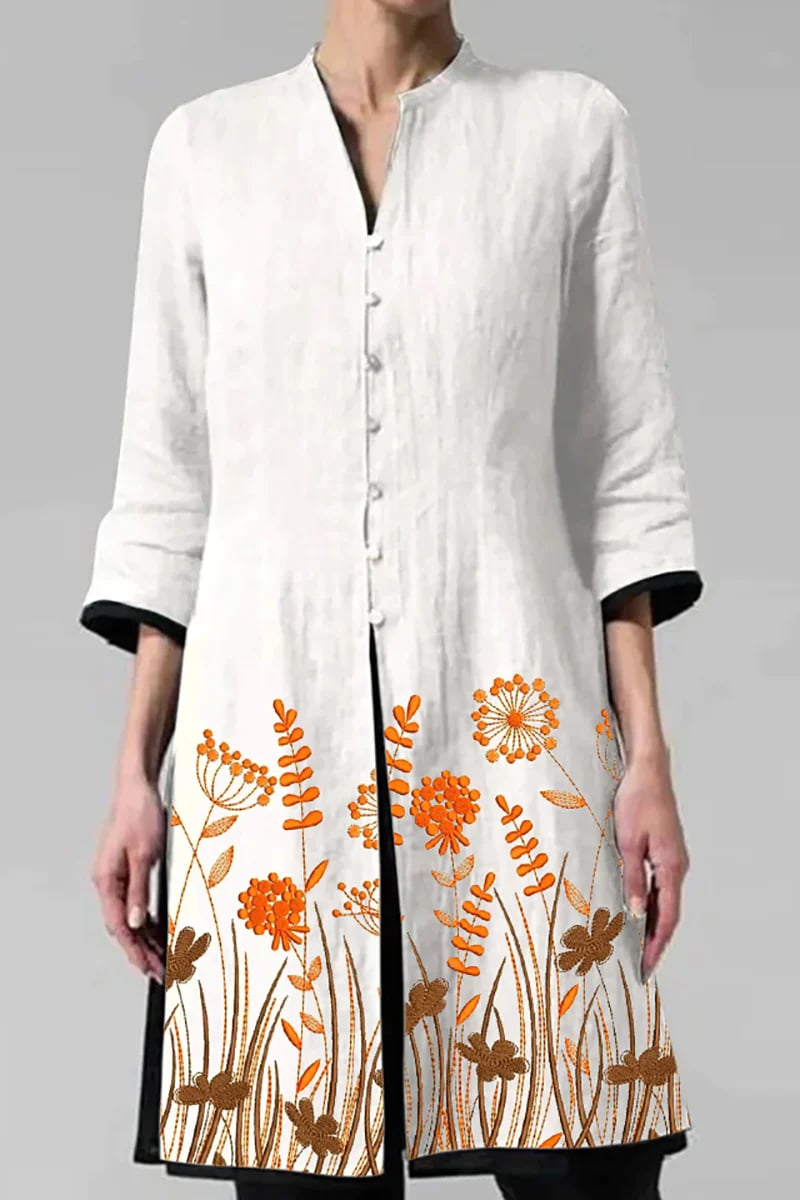 Irregular Cotton And Linen Shirt Cardigan