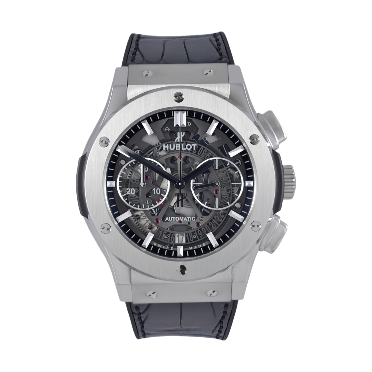 Hublot Classic Fusion 45mm 525.NX.0170.LR Titanium Chronograph Black Dial Leather Strap