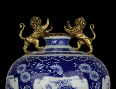 51CM Qianlong Signed Old Chinese Blue and White Vase w/dragon N3932