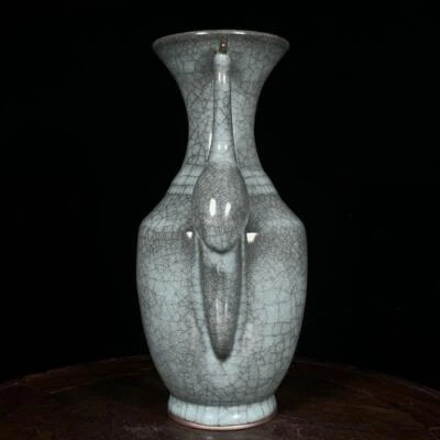 Old Chinese Ru Yao Ru Kiln Vase w/peacock Q1001