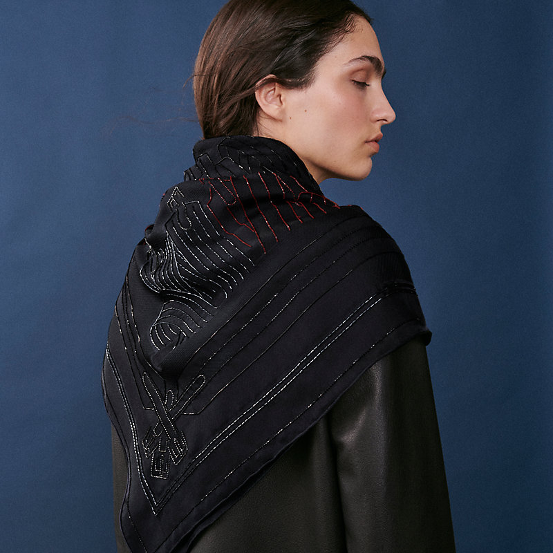 Les Sangles embroidered scarf 90
