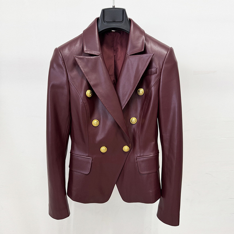 Slim fashion spring business suit European style PU jacket