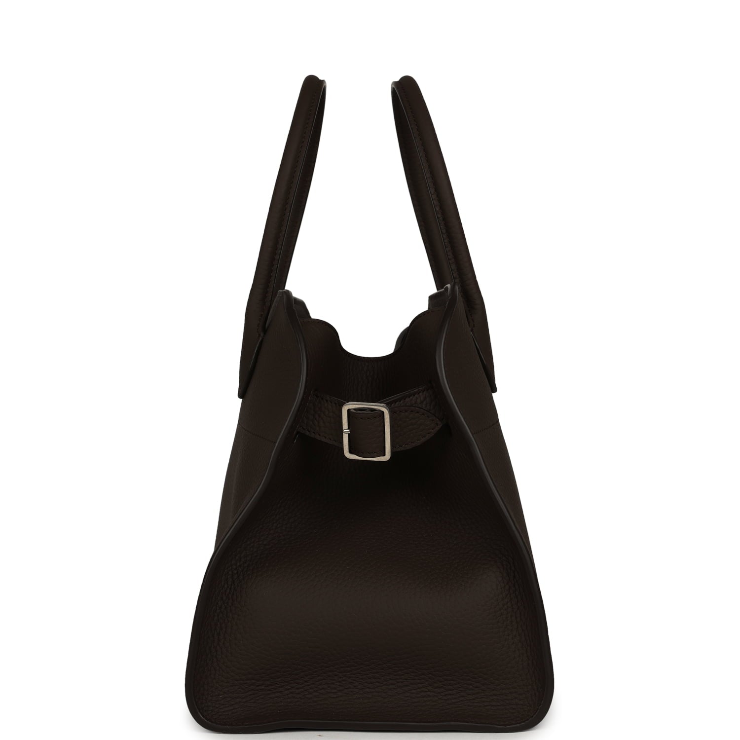 THE ROW Soft Margaux 12 Bag Deep Brown Calfskin Silver Hardware