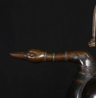 Qianlong Signed Old Chinese Copper Teapot w/duck N4167