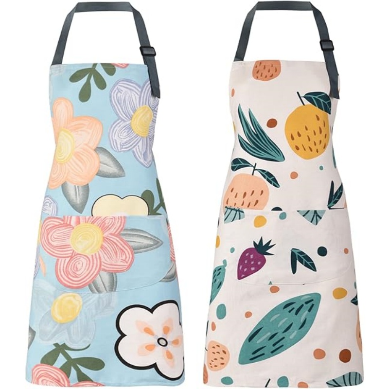 MORWEN 2 Pack Floral Apron for Women with Pockets