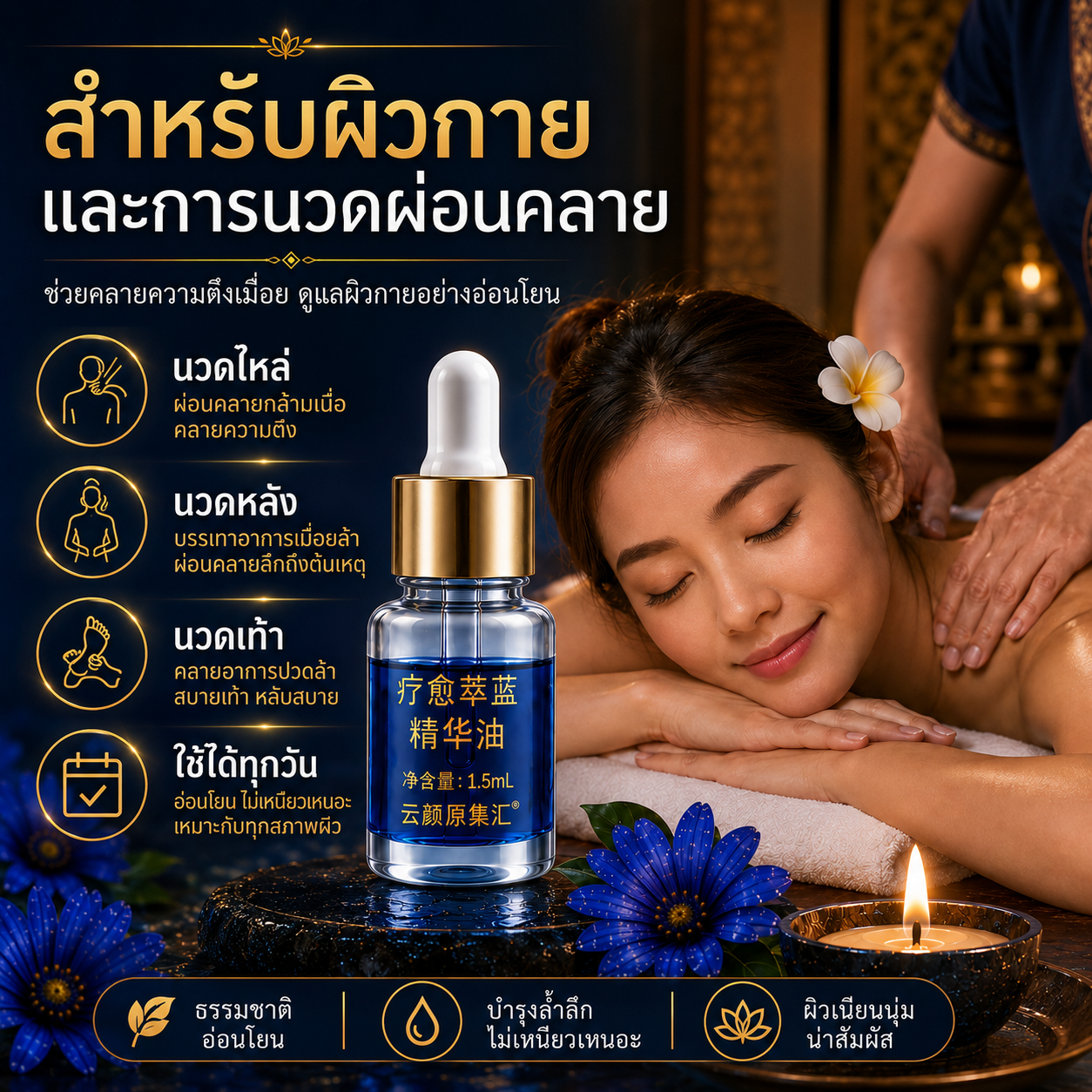 น้ำมันหอมระเหยบลูอาร์เทมีเซียสำหรับผิวร่างกาย น้ำมันทุกหยดมอบประสบการณ์ดูแลร่างกายอย่างล้ำลึก-หนึ่งกล่องบรรจุ 10 ขวด