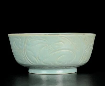 Old Chinese Ru Kiln Brush Washer w/flower N652