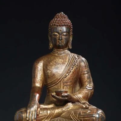 27CM Old Chinese Bronze Statue w/ Buddha N2933