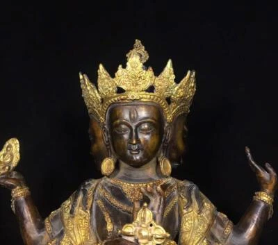 47CM Old Chinese Bronze Statue Buddha N1681