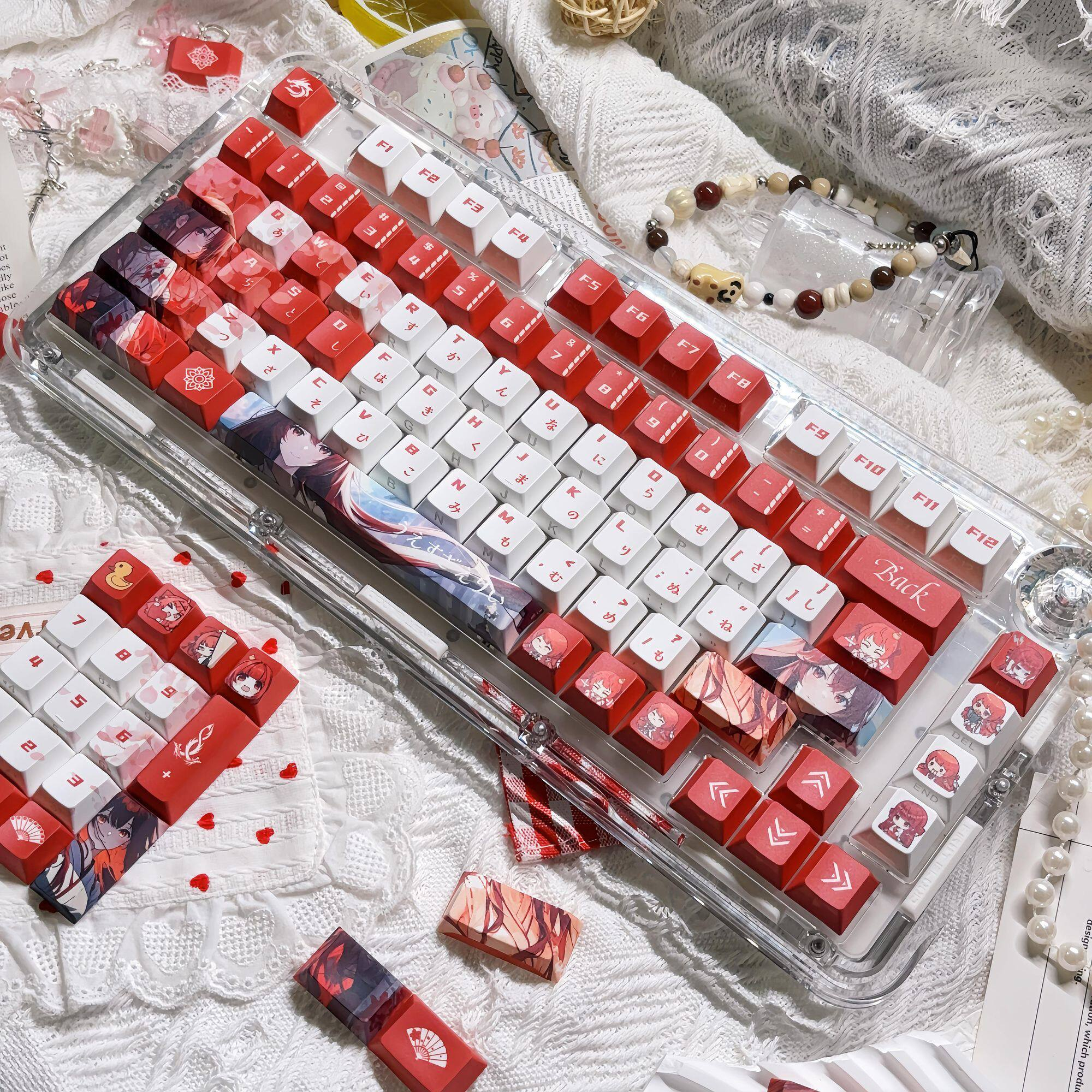 Yui Uesugi Themed Double-Printed Keycap Set – Cherry Profile PBT 5-Side Dye-Sublimation Mini Kit – Shine-Through