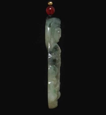 25G Chinese Natural Jadeite Jade Pendant w/Guanyin Buddha