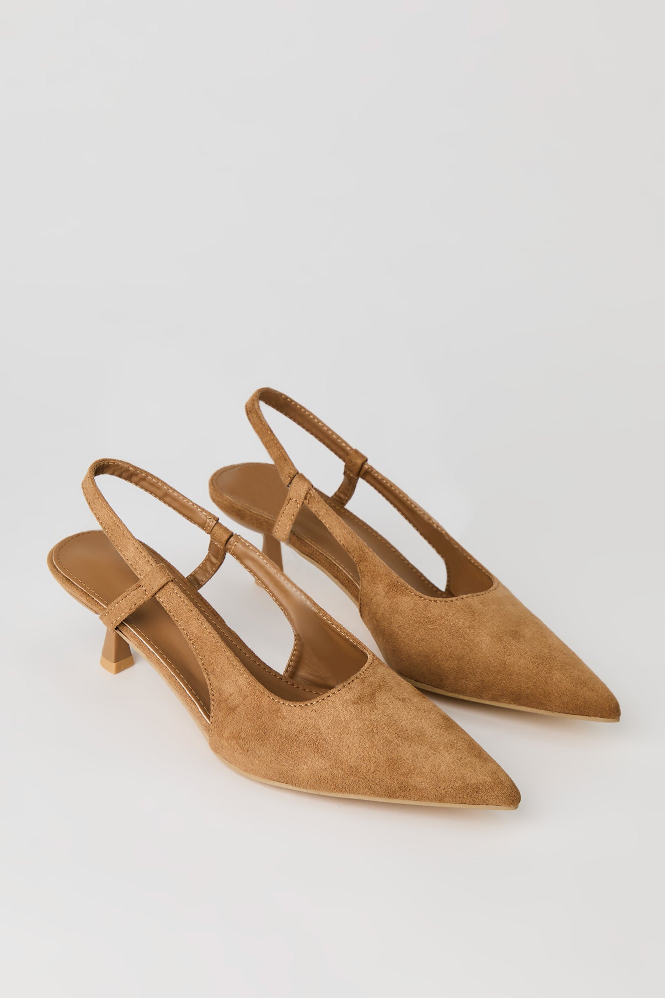 Faux Suede Slingback Kitten Heel
