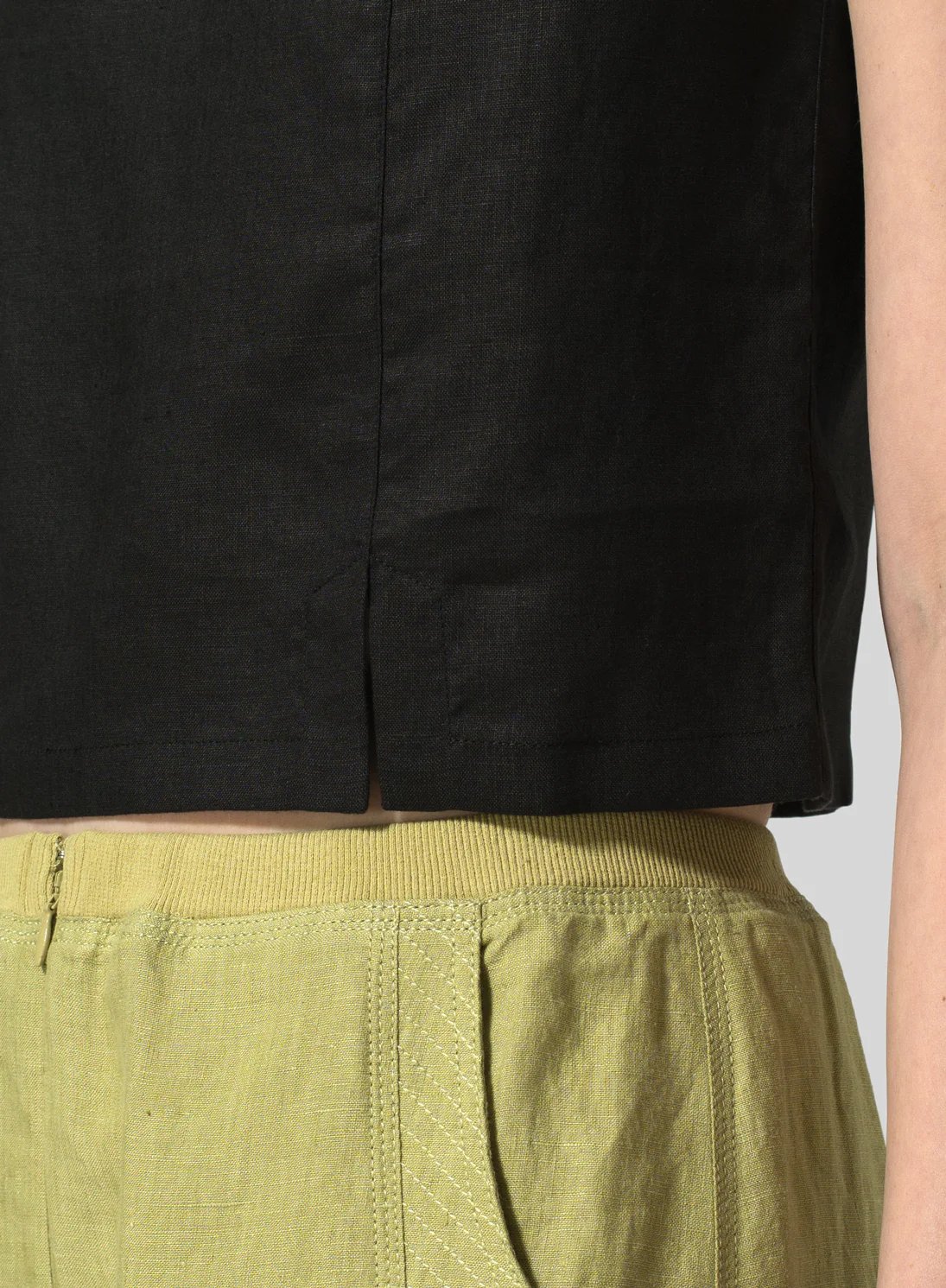 Cotton Linen Sleeveless Crew Neck Tank Top