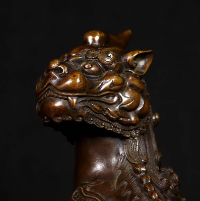 Old Chinese Copper Statue w/kylin N4148