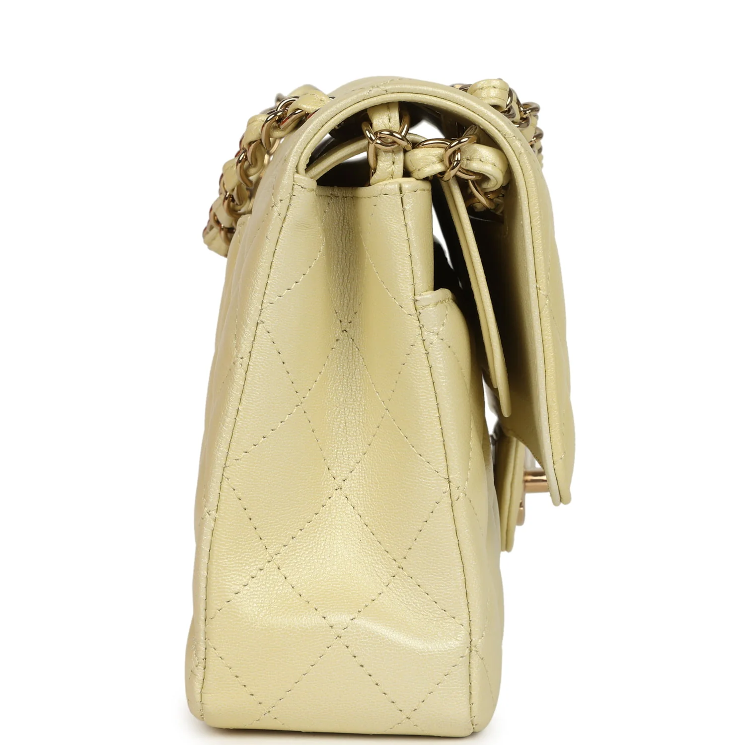 Chanel Medium Classic Double Flap Ombre Yellow Pearly Goatskin Gold Hardware