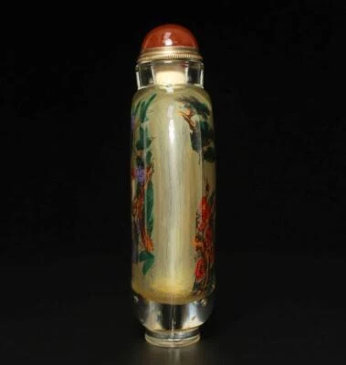 Old Chinese Painting Snuff Bottle w/parrot and plum blossom