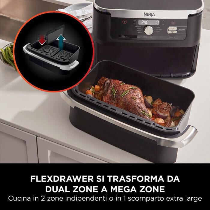 NINJA - Friggitrice ad aria FLEXDRAWER DA 10,4L-nero