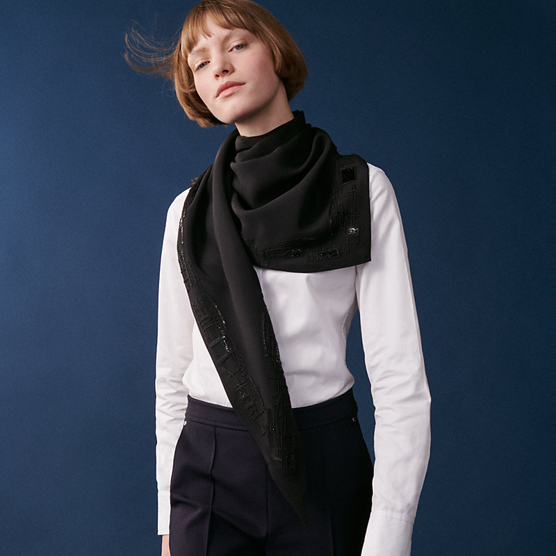 Complication Equestre embroidered triangle scarf