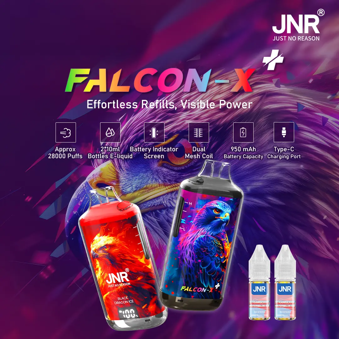 JNR Falcon X⁺ (Falcon X Plus) 28000 Puffs - Kit Pod Remplissable et Rechargeable - JNR VIP