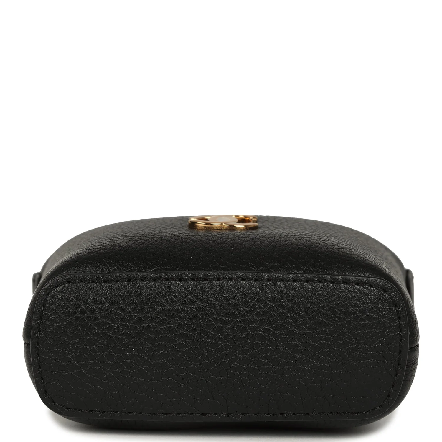 Chanel Micro Top Handle Round Hobo Pouch Black Grained Calfskin Gold Hardware